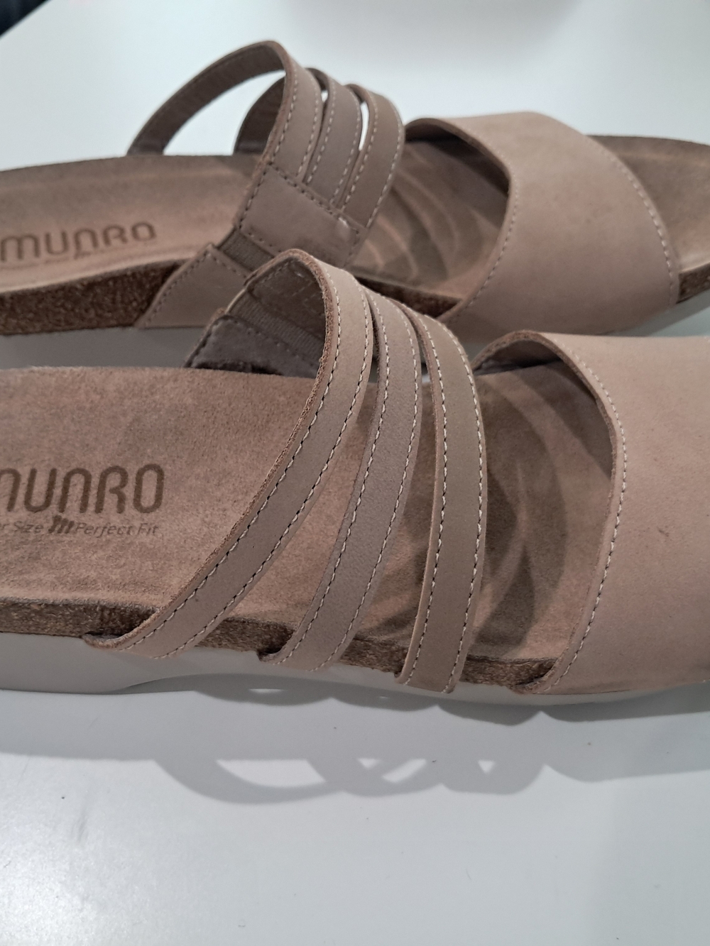 Munro Beige/Taupe Multi-Strap Slide Sandal for Women